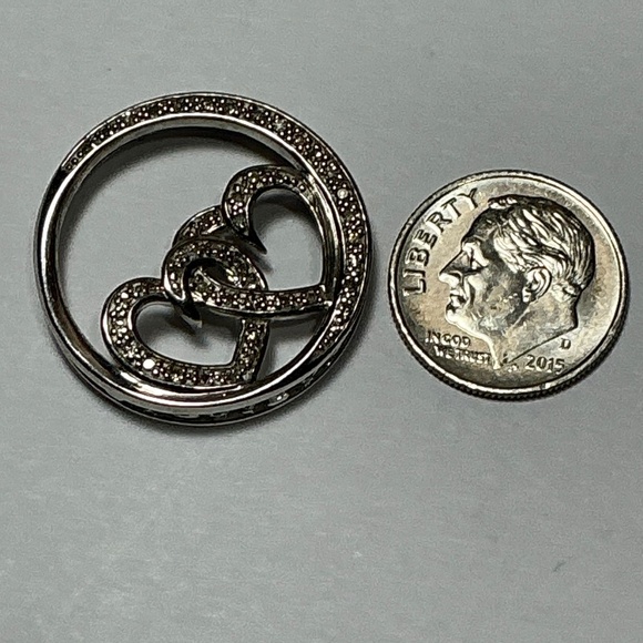 Sterling Silver Genuine Diamonds 💎 Pendant. 1 inch diameter - Picture 3 of 8